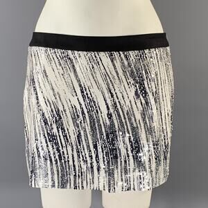 KENZO Size L White Black Polyester Blend Mini Mini Skirt